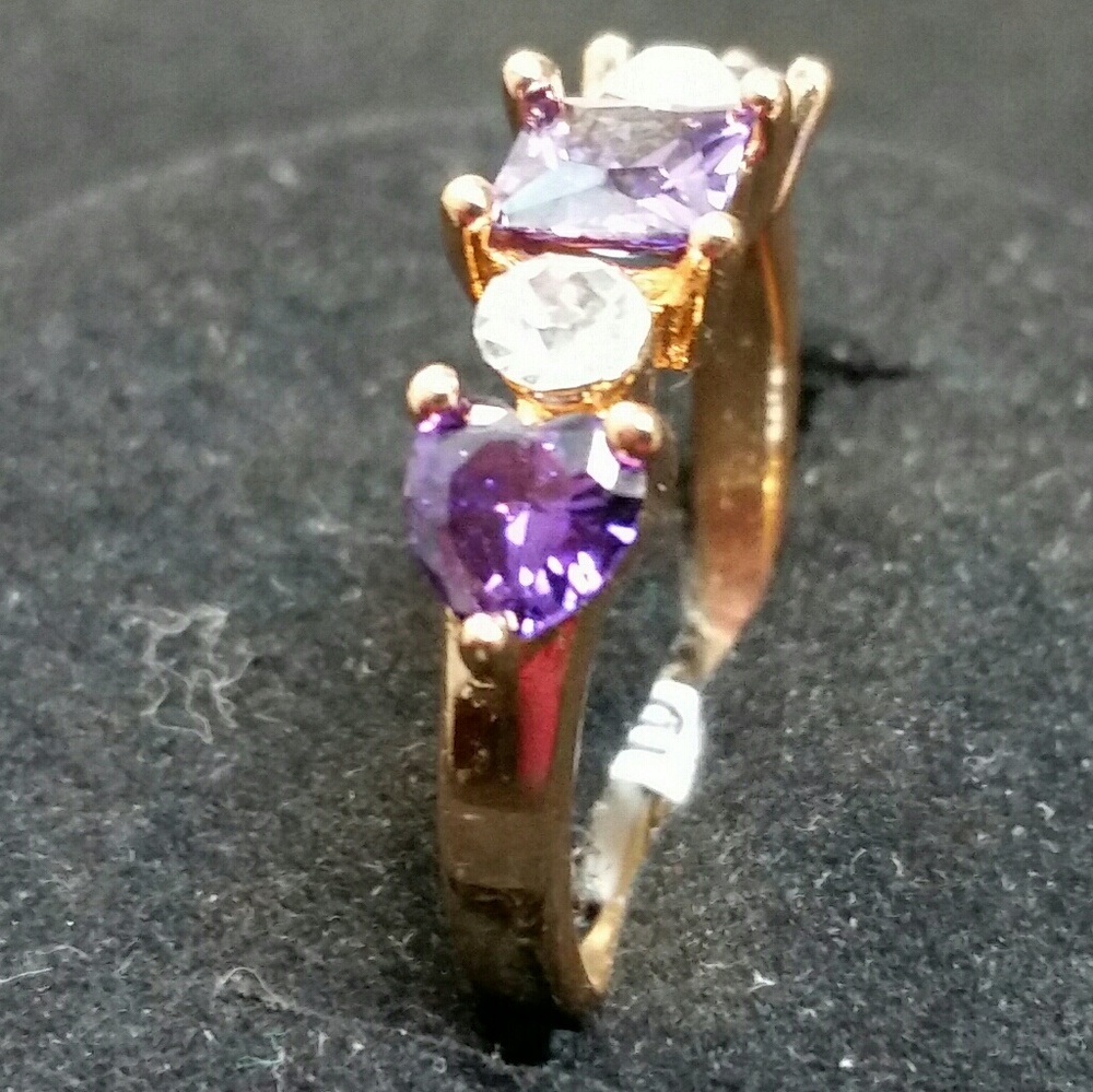 Amethyst and cubic rose gold ring - Picture 4 of 5